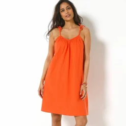 Robe bretelles tressées, gaze de coton