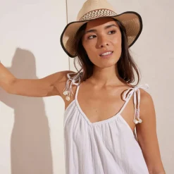 Robe bretelles tressées, gaze de coton