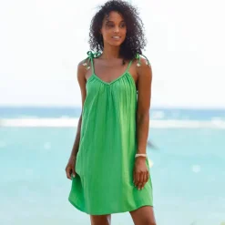 Robe bretelles tressées, gaze de coton