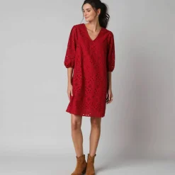 Robe broderie anglaise manches 3/4