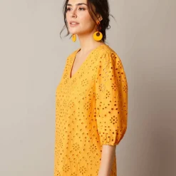Robe broderie anglaise manches 3/4