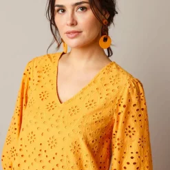 Robe broderie anglaise manches 3/4