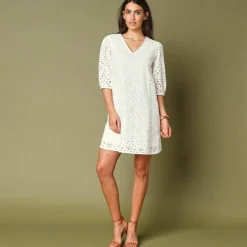 Robe broderie anglaise manches 3/4
