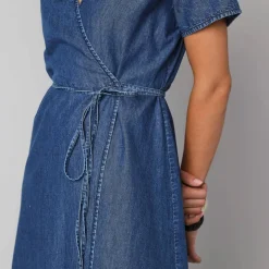 Robe cache-cœur denim léger