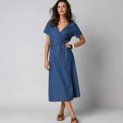 Robe cache-cœur denim léger