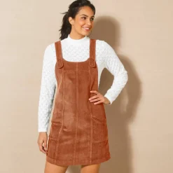 Robe chasuble évasée, velours côtelé