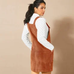 Robe chasuble évasée, velours côtelé