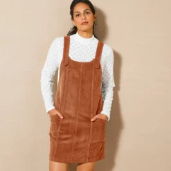 Robe chasuble évasée, velours côtelé