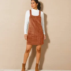 Robe chasuble évasée, velours côtelé
