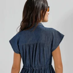 Robe chemisier en jean, manches courtes