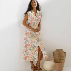 Robe chemisier imprimée, sans manches