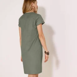 Robe col tunisien, coton léger
