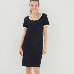 Robe courte bicolore, manches courtes