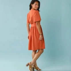 Robe courte boutonnée unie, Spécial Petites