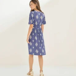 Robe courte cache-coeur imprimée bouquet