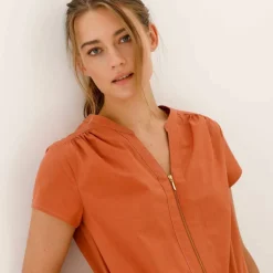 Robe courte col zippé