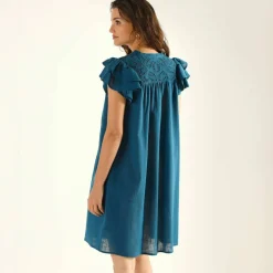 Robe courte, détails broderie anglaise