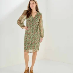 Robe courte, en voile imprimé