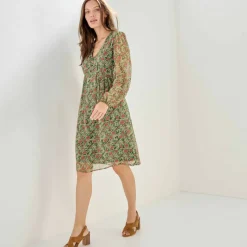Robe courte, en voile imprimé