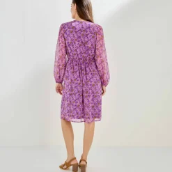 Robe courte, en voile imprimé