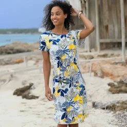 Robe courte imprimée manches courtes