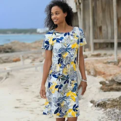 Robe courte imprimée manches courtes