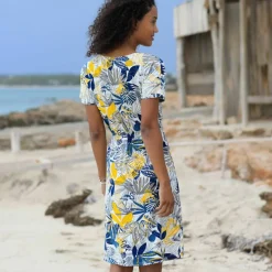 Robe courte imprimée manches courtes