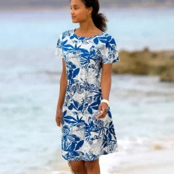 Robe courte imprimée manches courtes