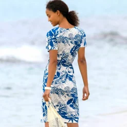 Robe courte imprimée manches courtes