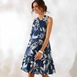 Robe courte imprimée sans manches