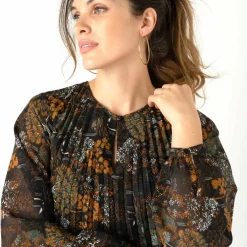 Robe courte plissée imprimée