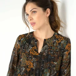 Robe courte plissée imprimée