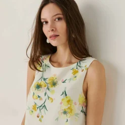 Robe courte sans manches voile base imprimée