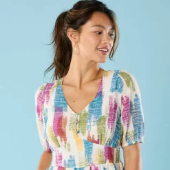 Robe courte Spécial Petites, voile imprimé