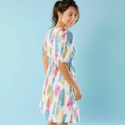 Robe courte Spécial Petites, voile imprimé