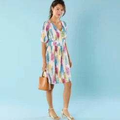 Robe courte Spécial Petites, voile imprimé