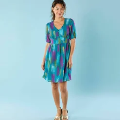 Robe courte Spécial Petites, voile imprimé