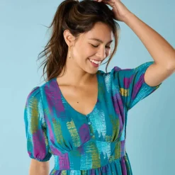 Robe courte Spécial Petites, voile imprimé