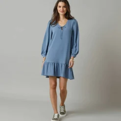 Robe courte volantée à nouettes, crêpe