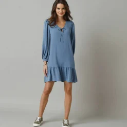 Robe courte volantée à nouettes, crêpe