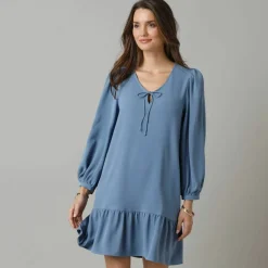 Robe courte volantée à nouettes, crêpe