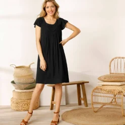 Robe décolleté macramé unie