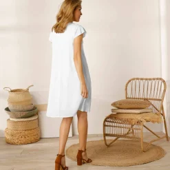 Robe décolleté macramé unie