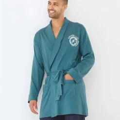 Robe de chambre courte unie avec motif