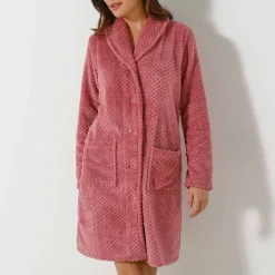 Robe de chambre maille polaire col châle - Longueur 95 cm