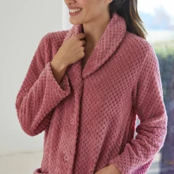 Robe de chambre maille polaire col châle - longueur 120 cm