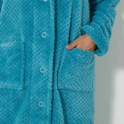 Robe de chambre maille polaire col châle - longueur 120 cm