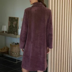Robe de chambre maille polaire col châle - Longueur 95 cm