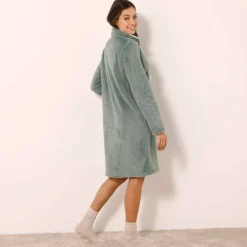 Robe de chambre maille polaire zippée