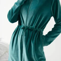 Robe de chambre velours courte ouverture zippée